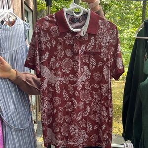 Ted Baker Burgundy and White Floral Polo Shirt